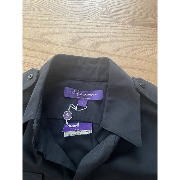 Ralph Lauren Purple Label Button Down Black Work Shirt 0 Military Cotton Collar - Picture 2 of 6